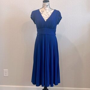 Indigo v-neck midi dress